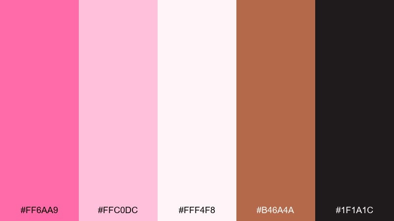 carnation and copper candy pink color palette with hex codes