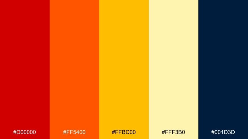 carnival lights red orange yellow color palette with hex codes