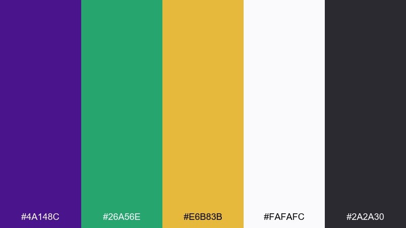 carnival minimal mardi gras color palette with hex codes