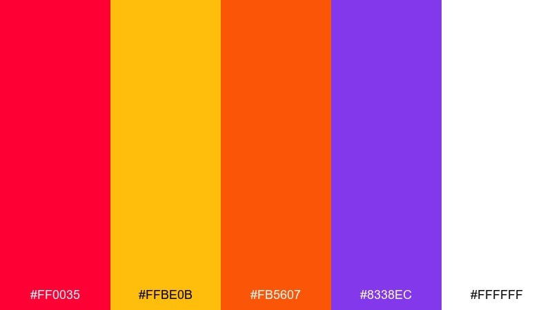 carnival ribbon scarlet color palette with hex codes