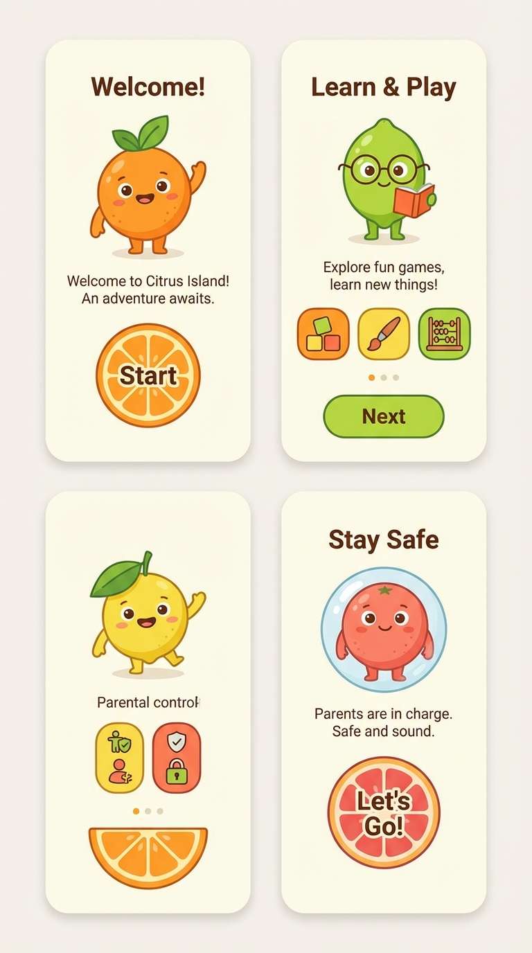 kids onboarding ui screens
