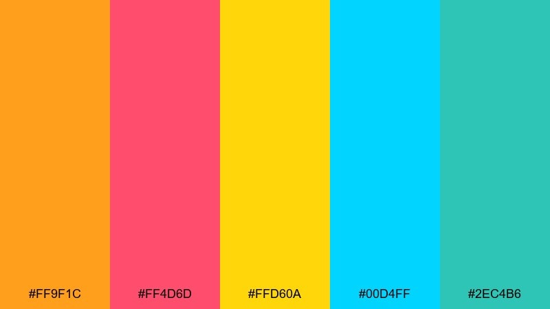 cartoon citrus color palette with hex codes