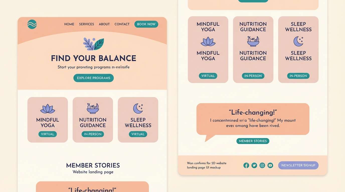 cozy wellness ui layout