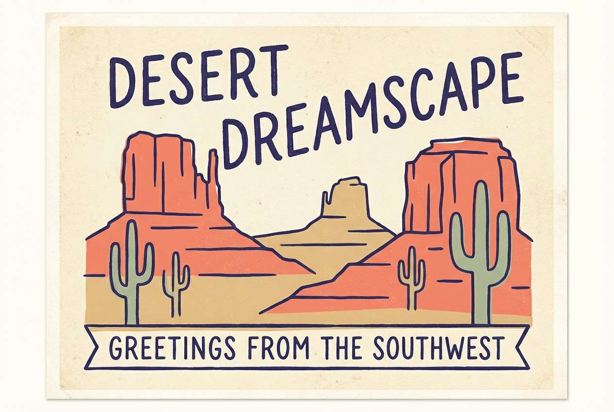 desert postcard illustration