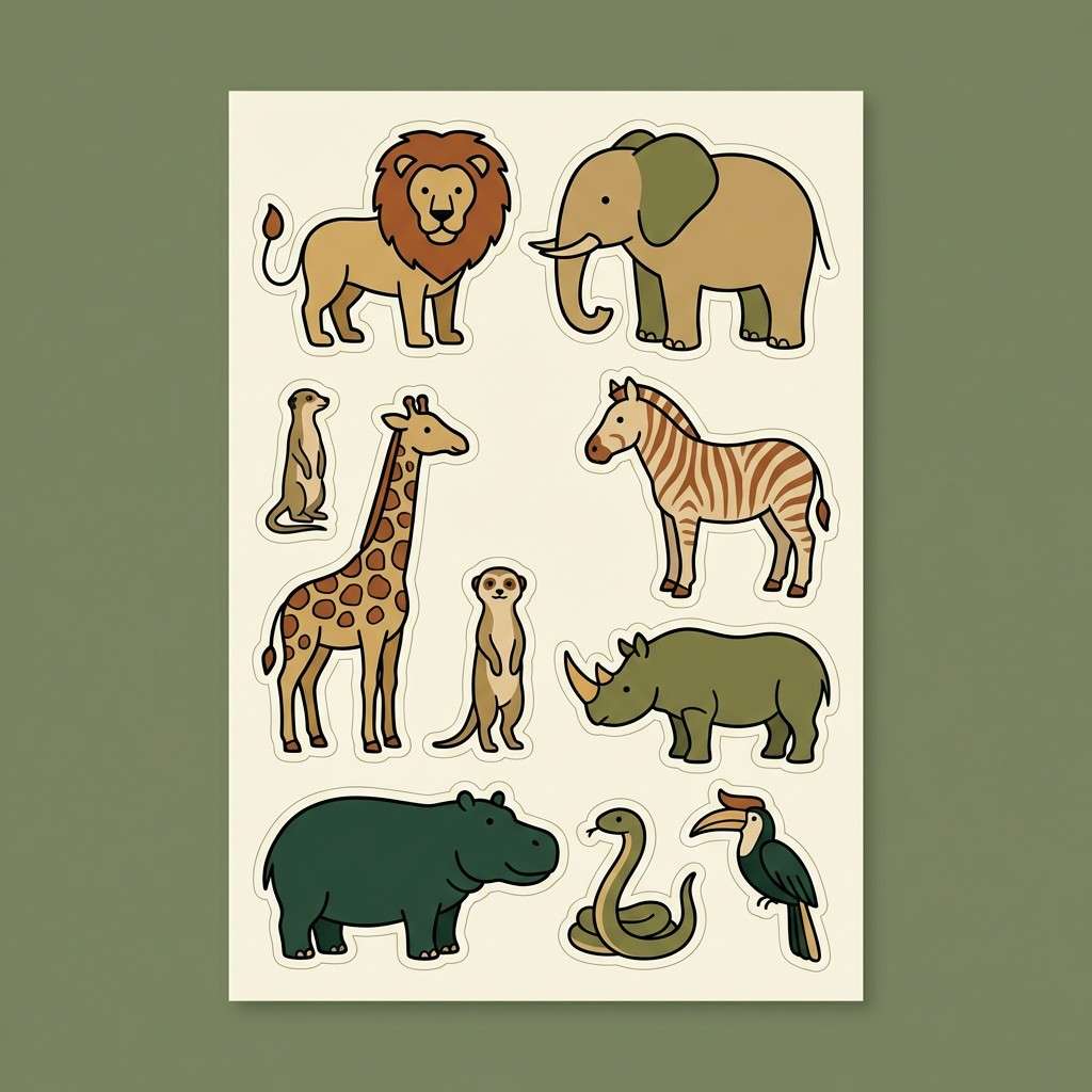 safari animal sticker sheet