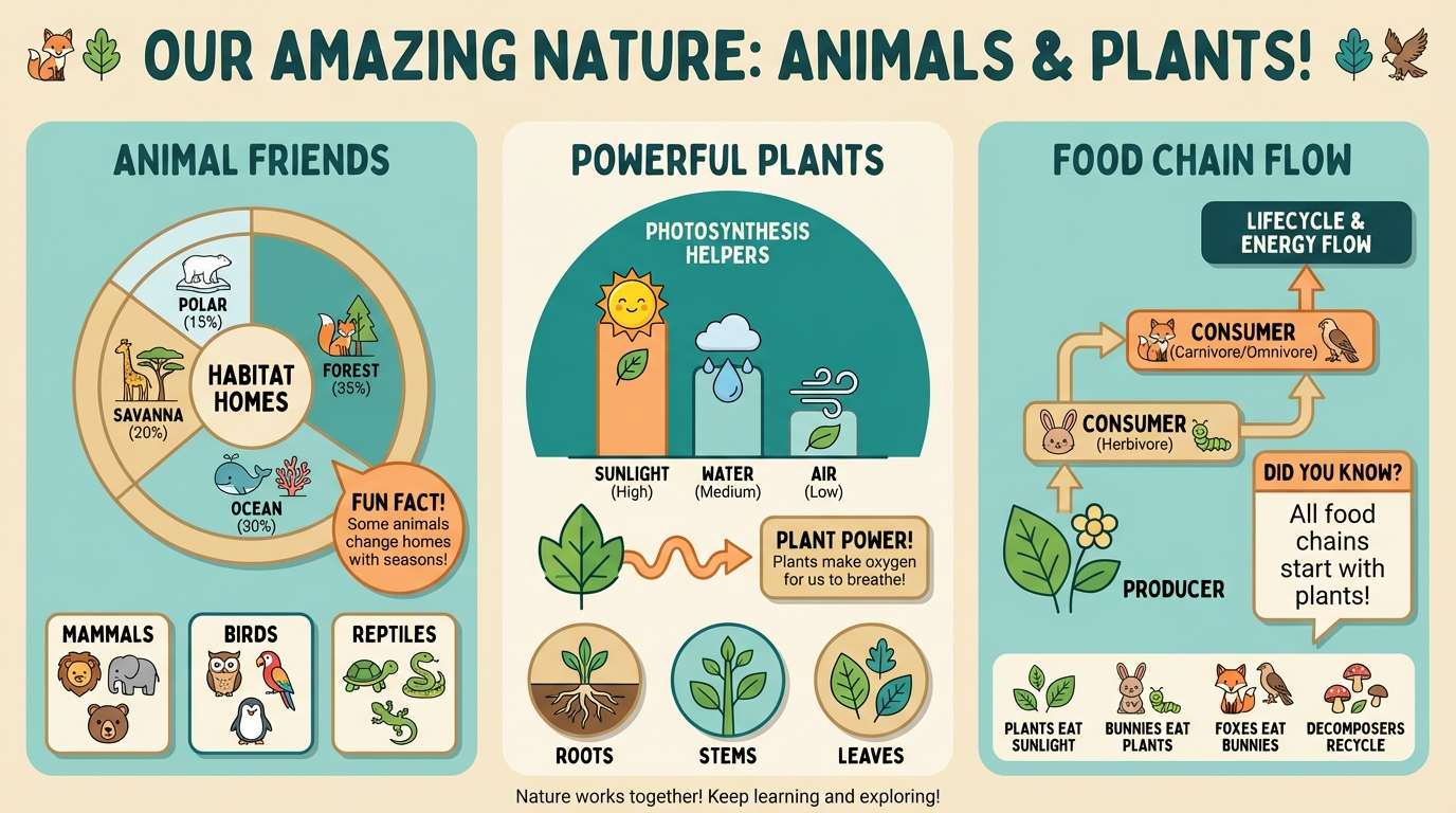 kids nature infographic layout