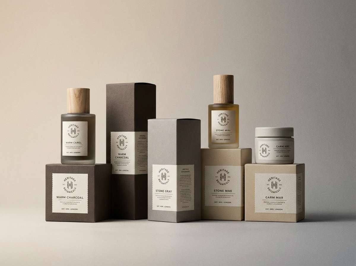 heritage packaging in stone neutrals
