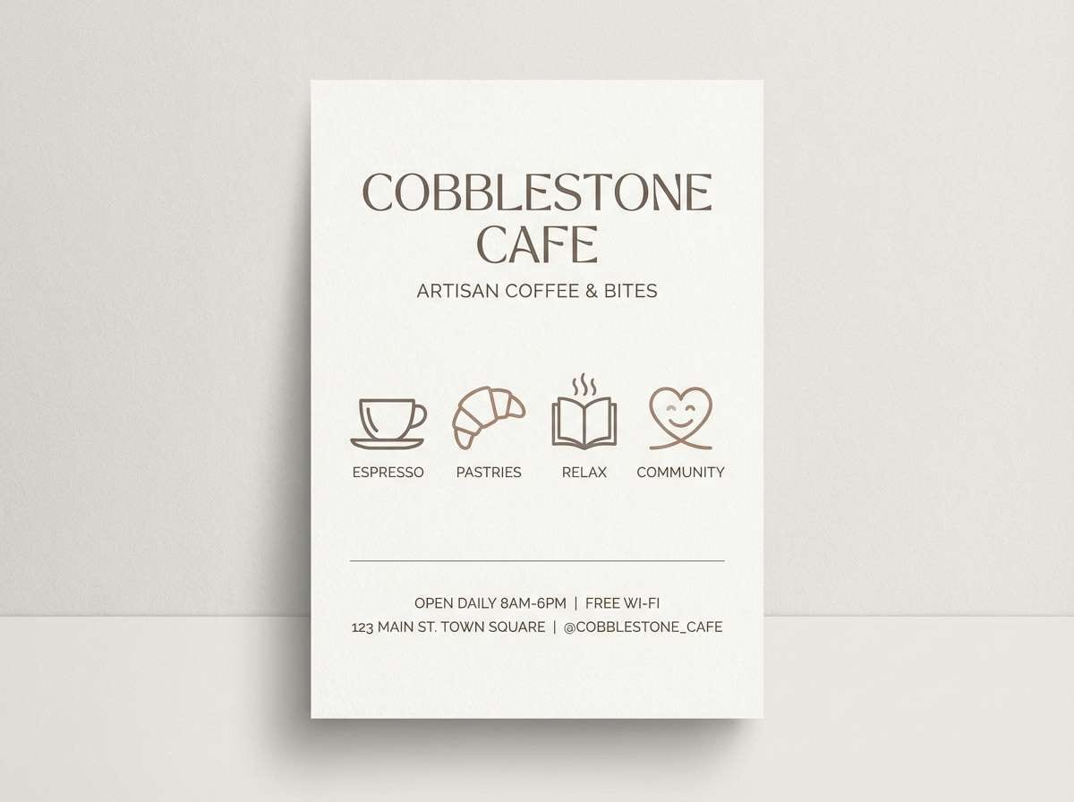 cafe flyer in warm taupes