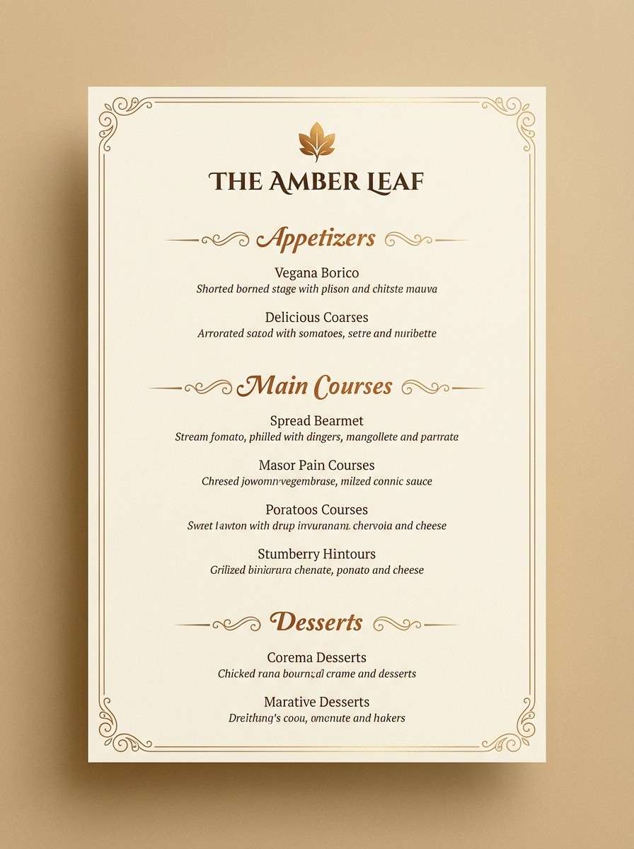 cozy menu in amber tones