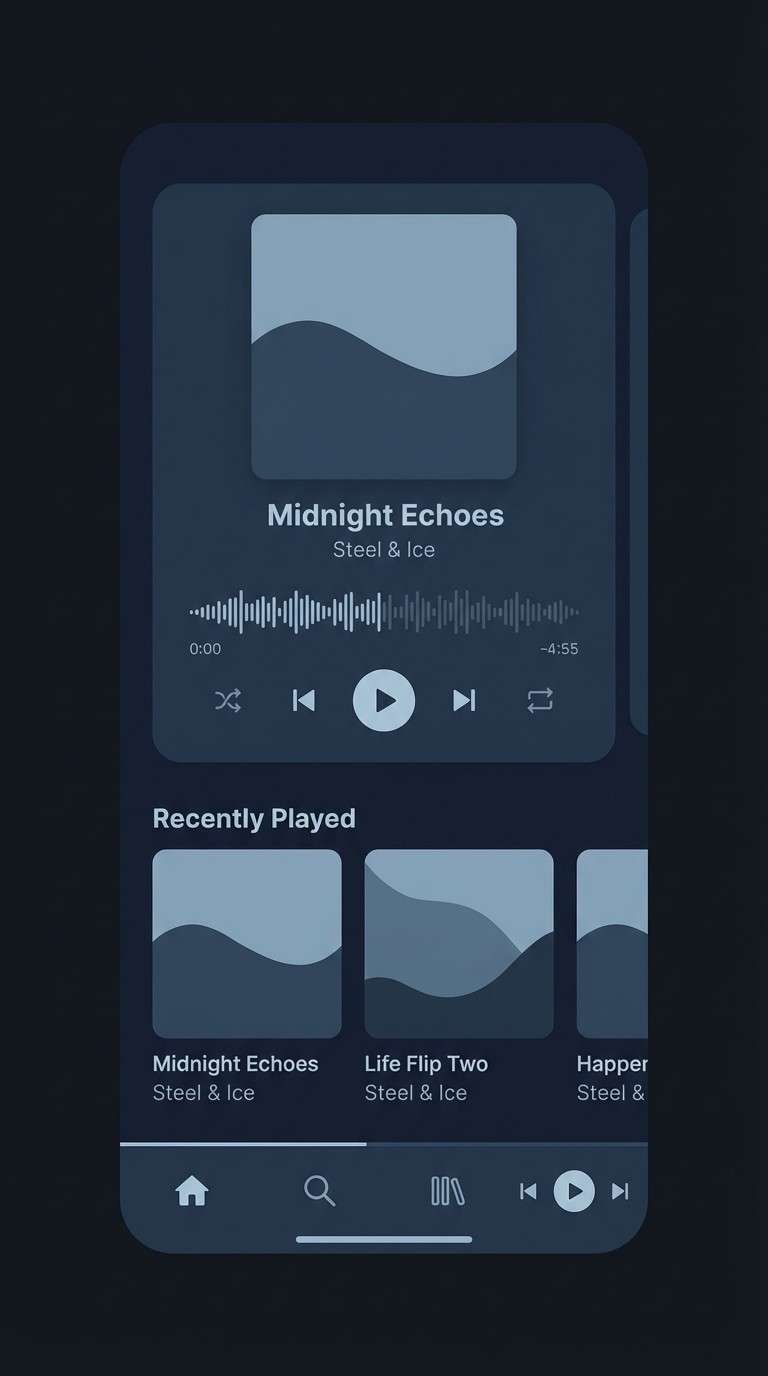 dark mode ui in moonlit blues