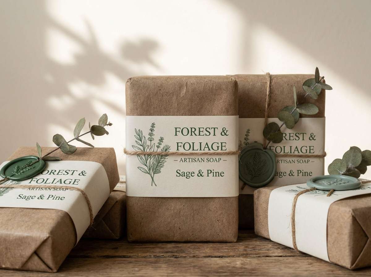 artisan packaging in forest greens