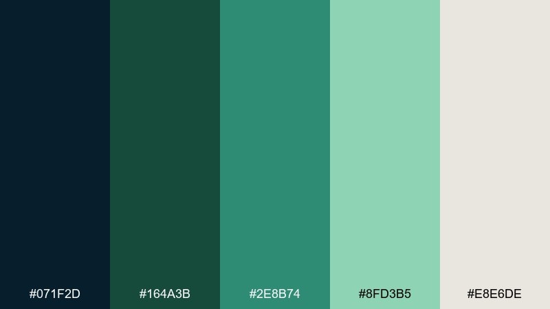 cedar & deep sea color palette with hex codes