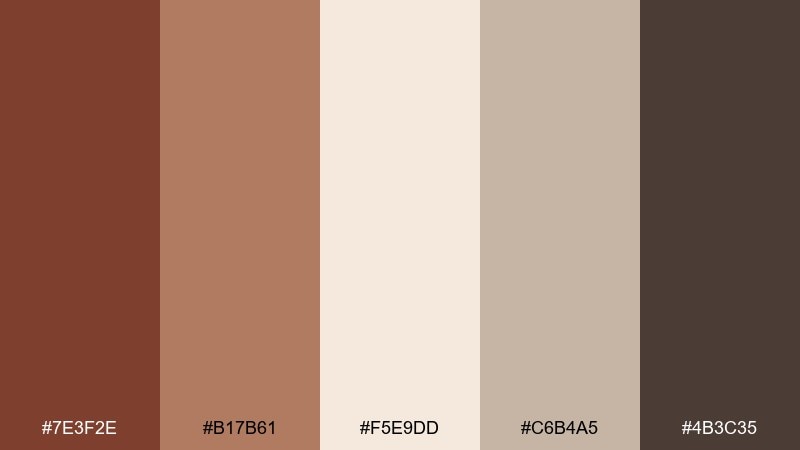 cedar cream cottage chestnut color palette with hex codes