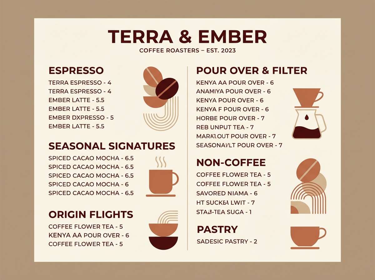 coffee menu in warm browns