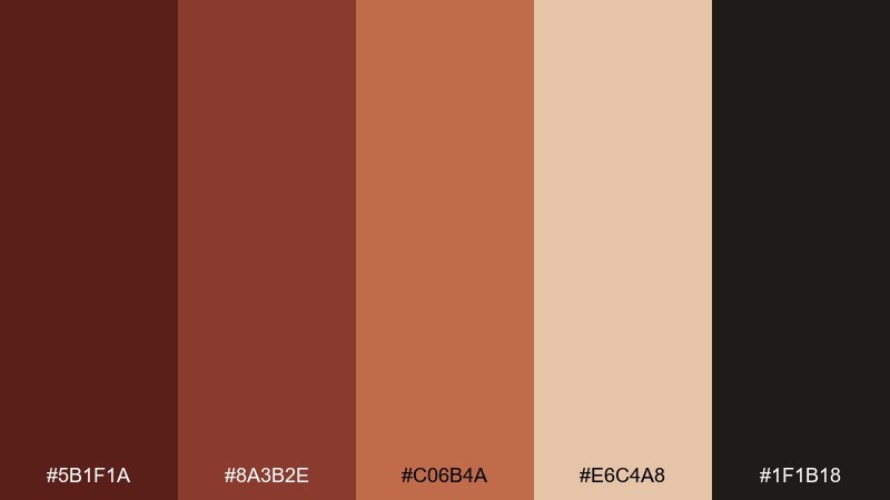 cedar ember mahogany color palette with hex codes