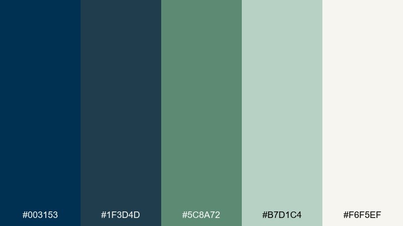 celadon calm prussian blue color palette with hex codes