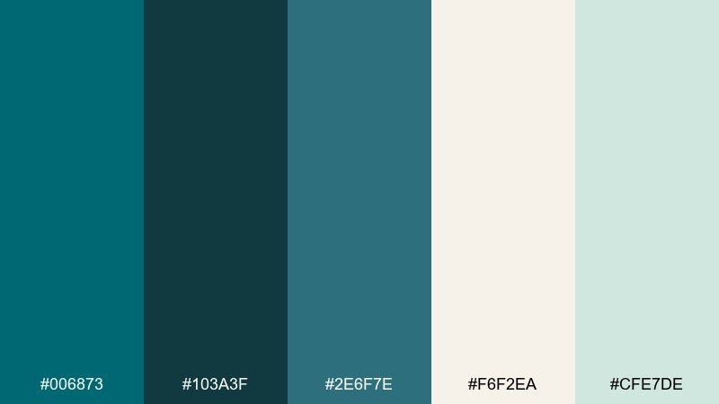 celadon depths dark turquoise color palette with hex codes