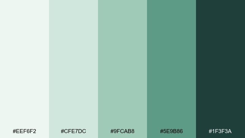 celadon ink tea green color palette with hex codes