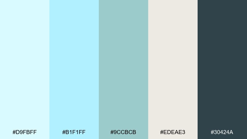 celadon office calm light cyan color palette with hex codes