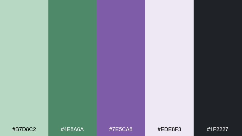 celadon violet studio green and lavender combination with hex codes