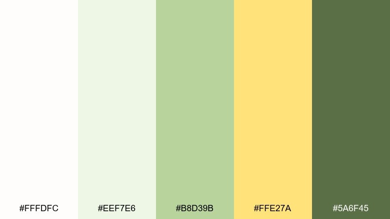 celery cream white green yellow color palette with hex codes