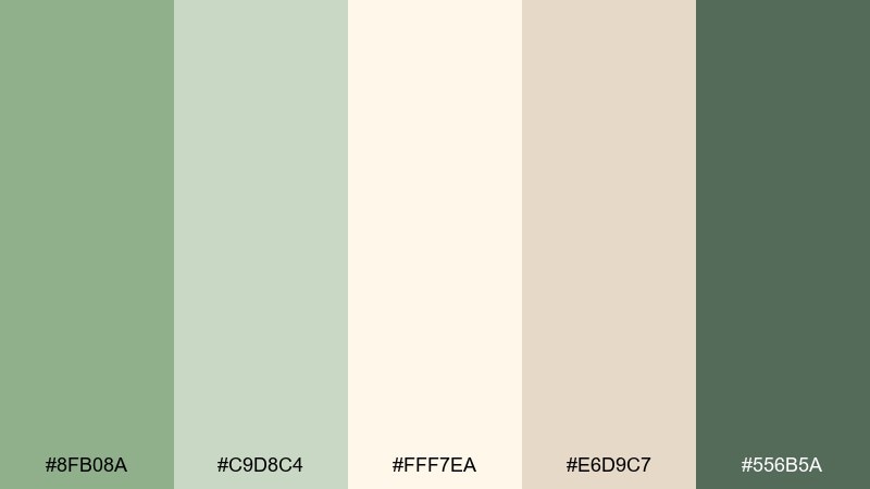 celery pearl minimal green cream color palette with hex codes