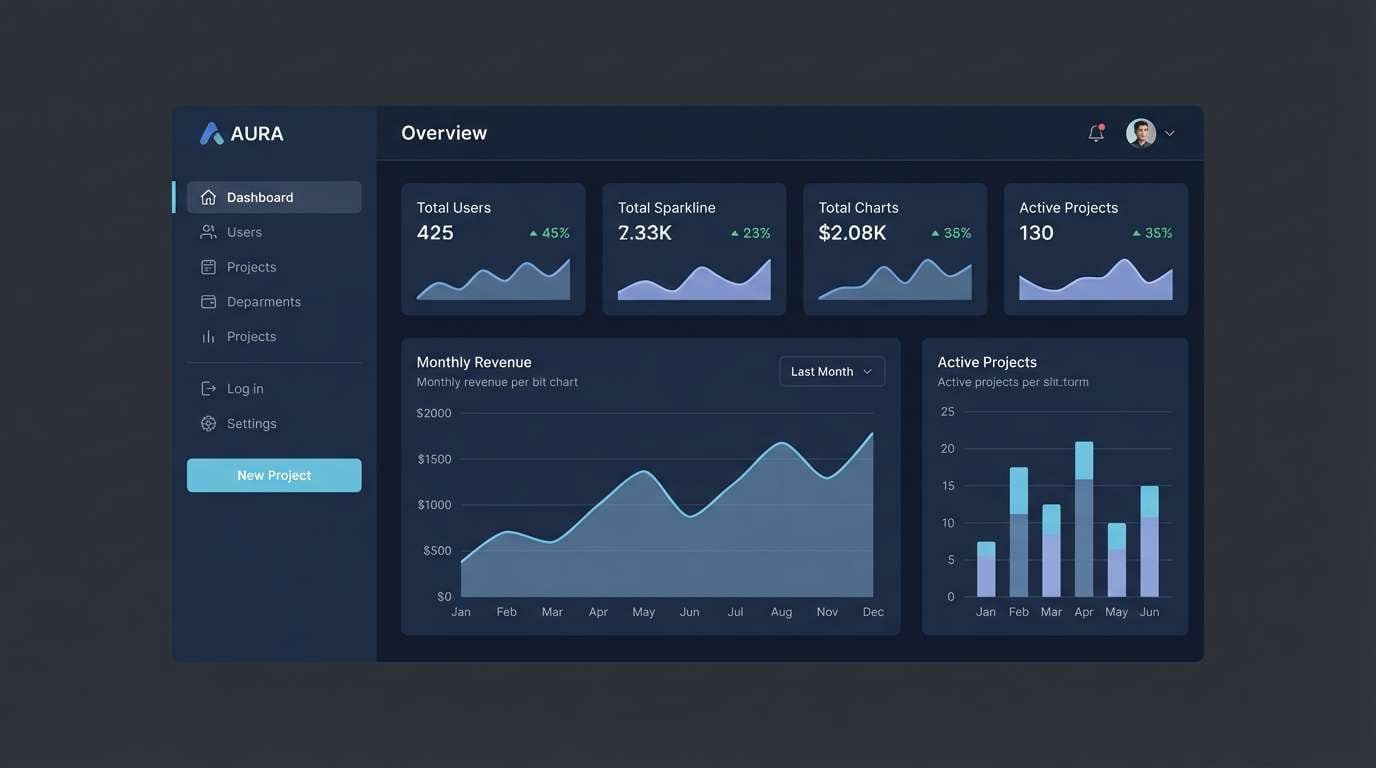 navy saas dashboard