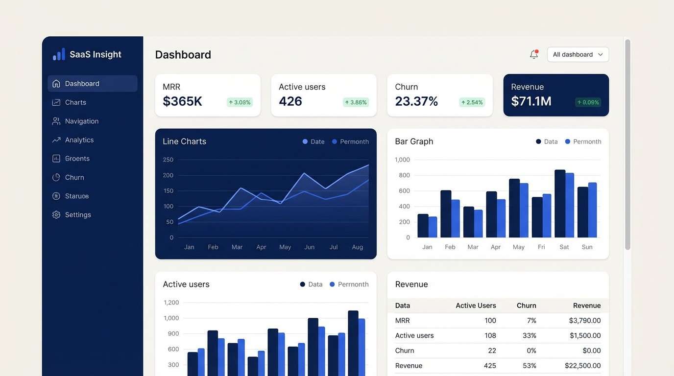 night ui dashboard mockup