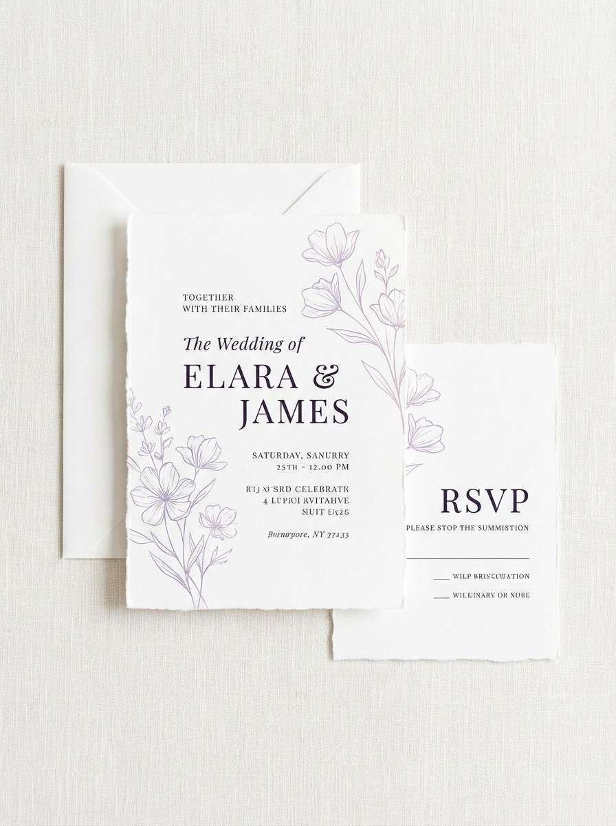 lilac wedding invitation design