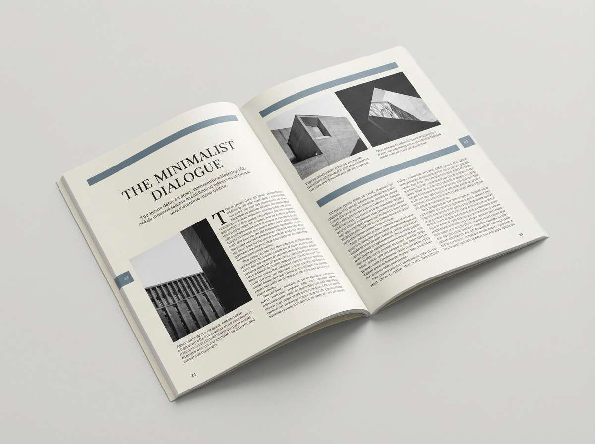 neutral editorial spread layout