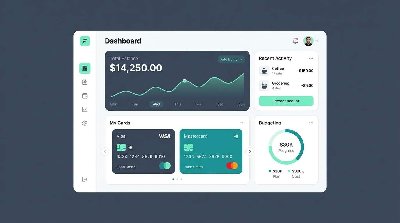 fintech ui cards mockup