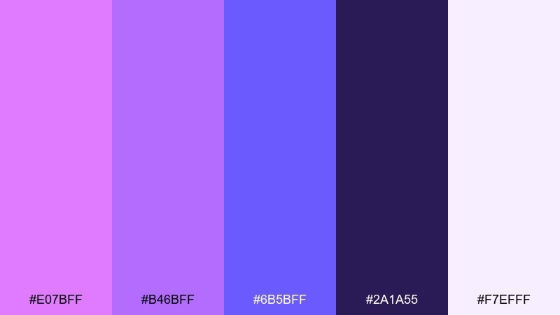 celestial gradient heliotrope color palette with hex codes