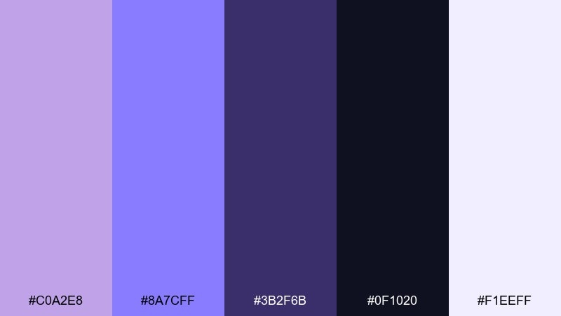 celestial gradient wisteria color palette with hex codes