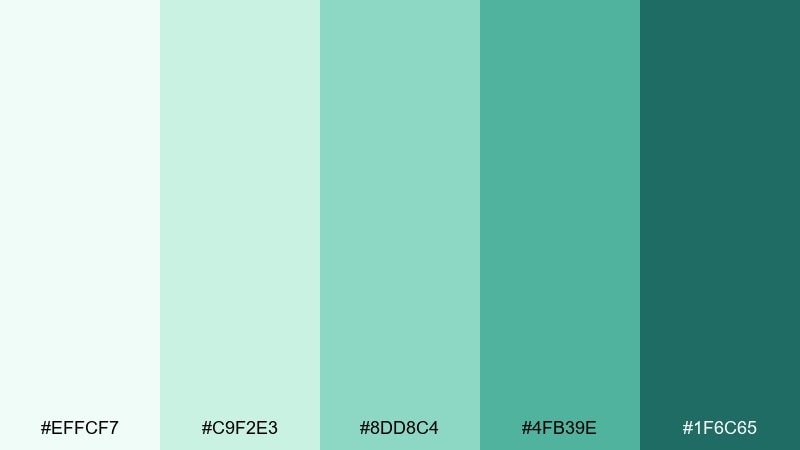 celestial mint dreamy color palette with hex codes