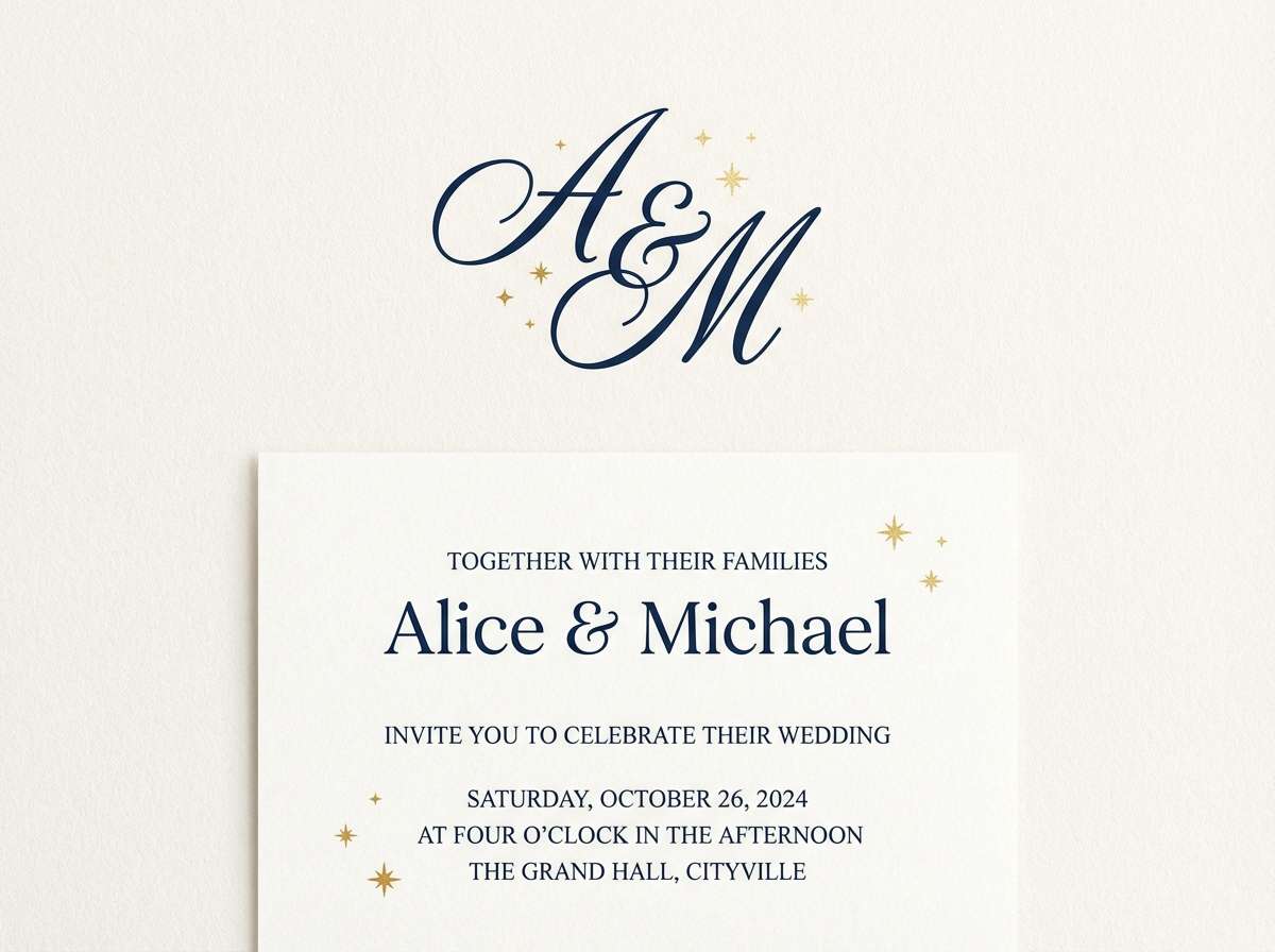 starry navy gold invitation