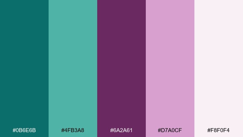 ceramic bloom teal plum color palette with hex codes