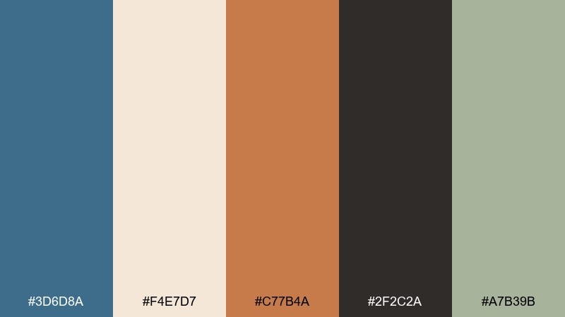 ceramic blue mid century modern color palette with hex codes