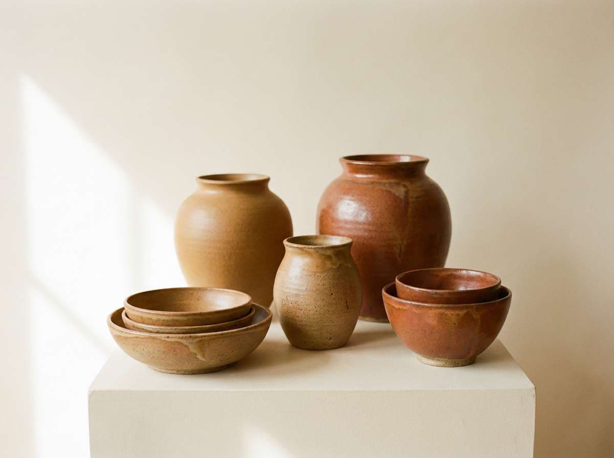 ceramic products in terracotta tones