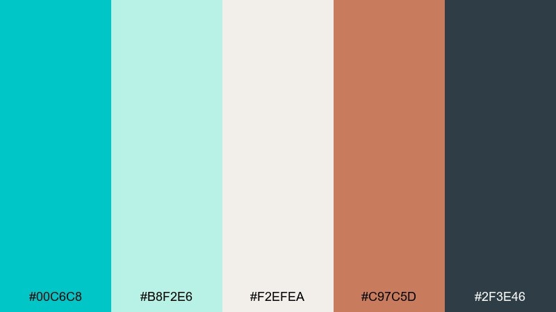 ceramic seafoam bright turquoise color palette with hex codes