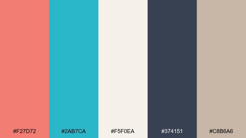 ceramic studio glaze salmon teal color palette with hex codes