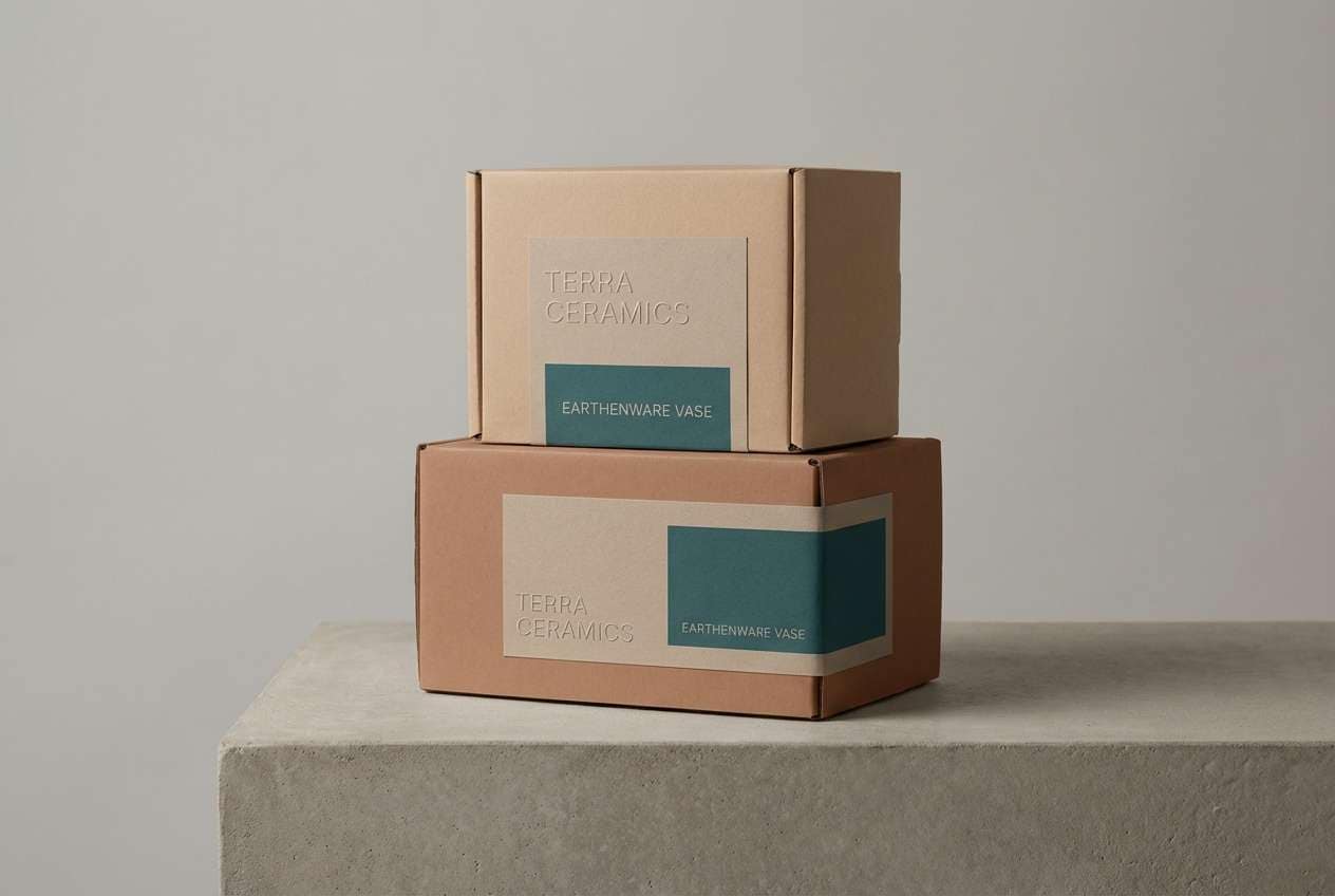 teal ceramics packaging