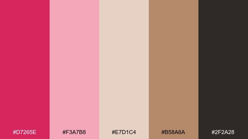 cerise and sandstone color palette with hex codes