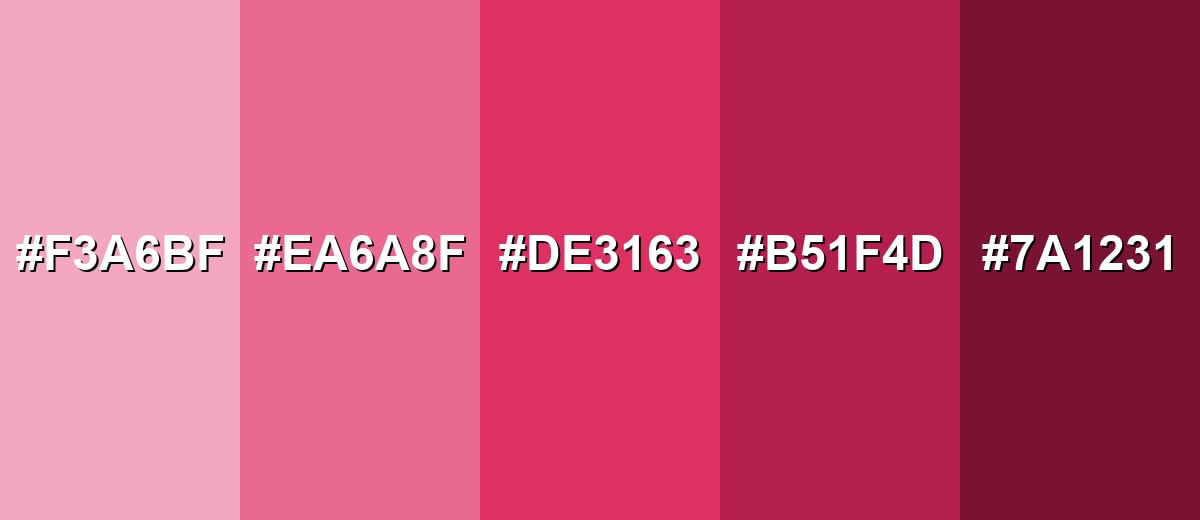 shades and variations of cerise-color