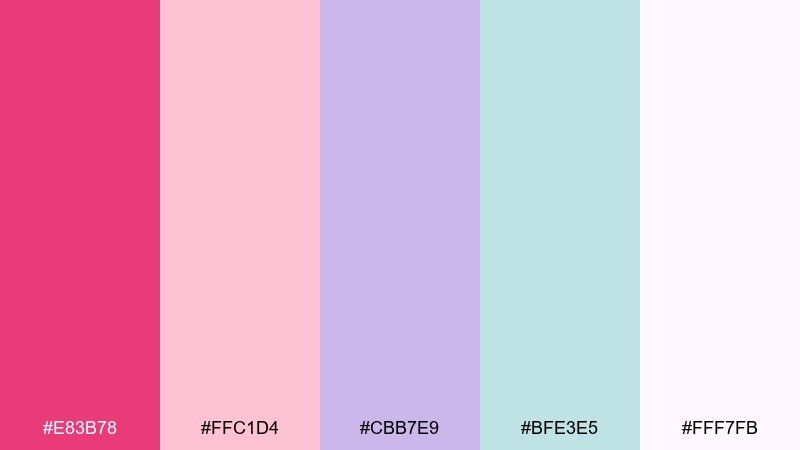 cerise pastel studio color palette with hex codes