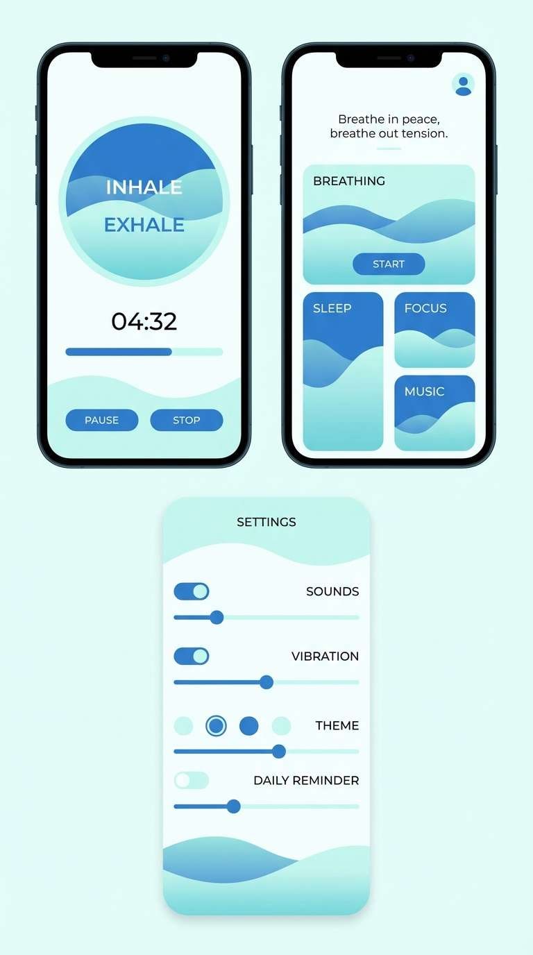 meditation app ui screens