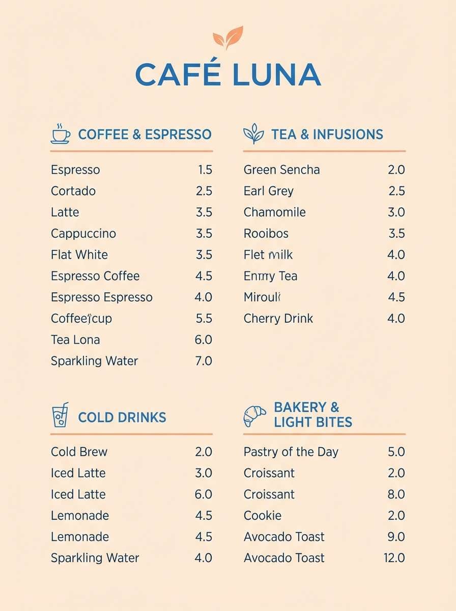cafe menu design