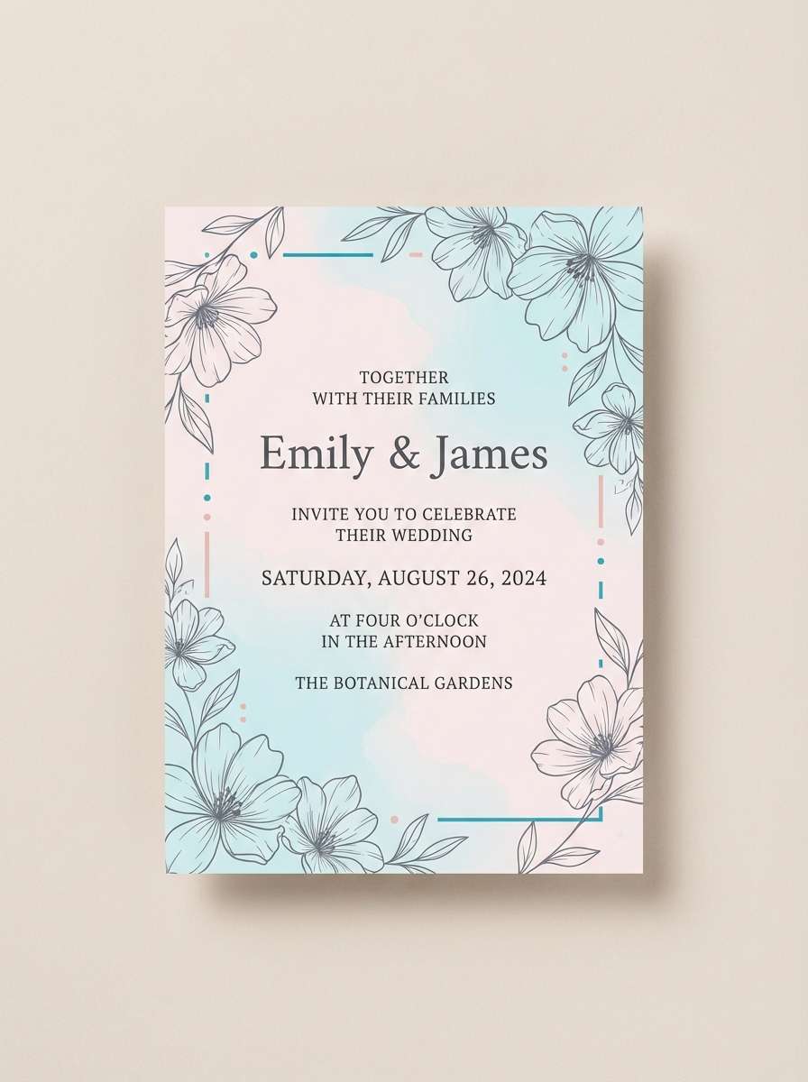 airy wedding invitation card