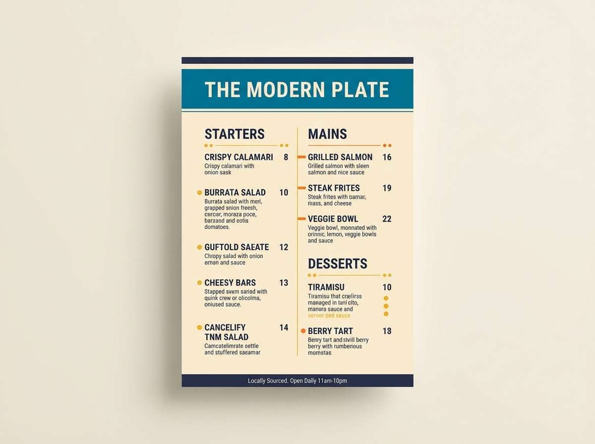 summer restaurant menu layout