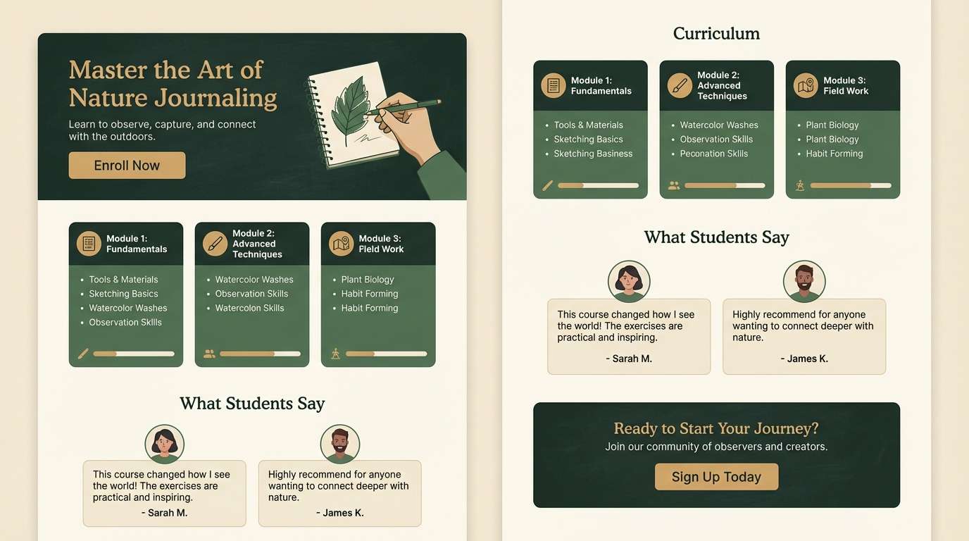course landing page ui
