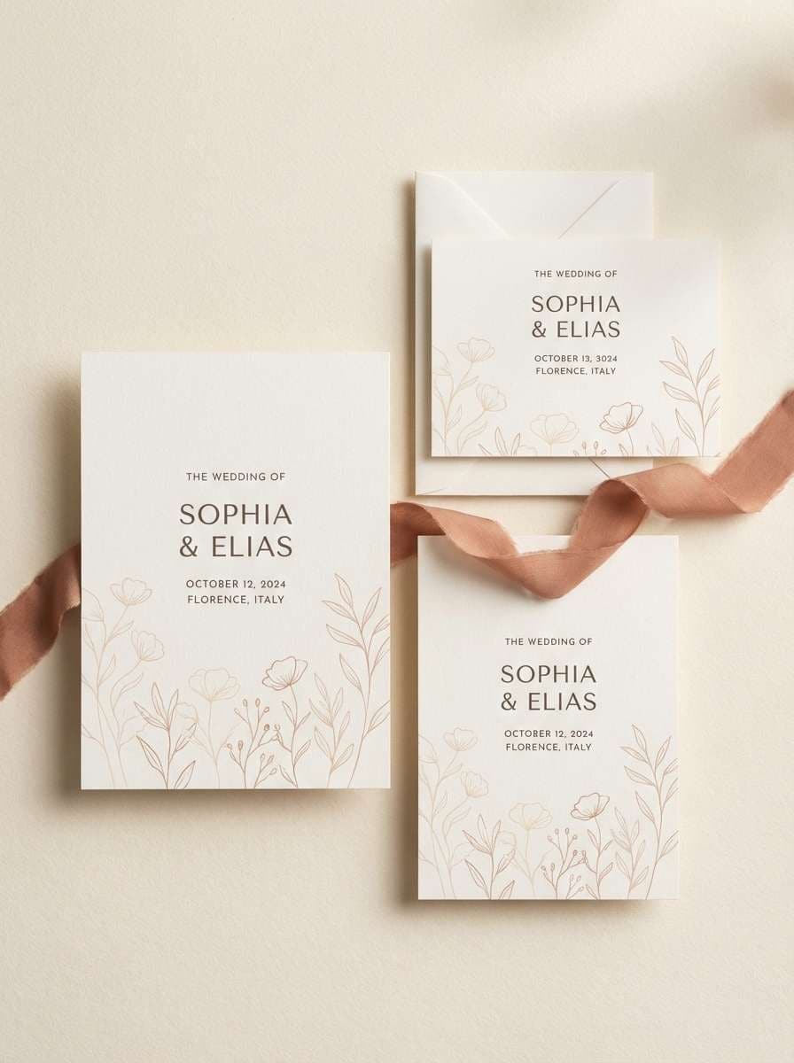 champagne beige wedding invitation
